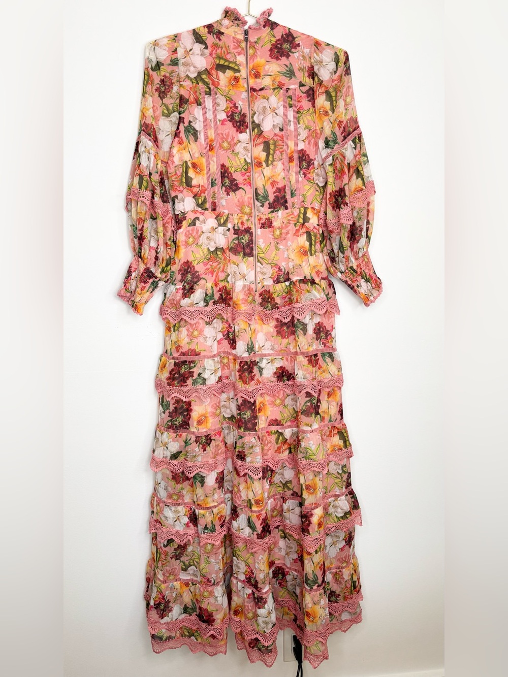 Alice + Olivia Brooke High Neck Maxi Dress Juniper Floral Rose Button Front 6 - Picture 14 of 16